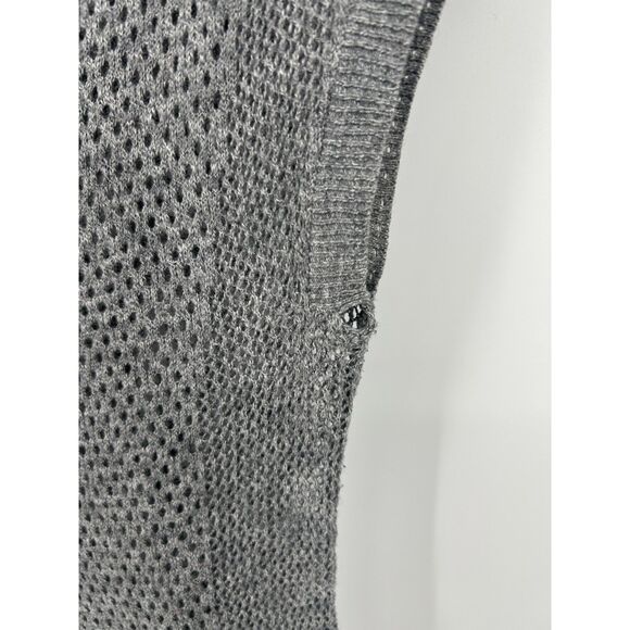 Y2K American Eagle Outfitters M Babydoll Gray Cap Sleeve Peplum Open Knit - Picture 5 of 7